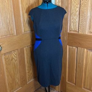 Grey dress with black and blue detail